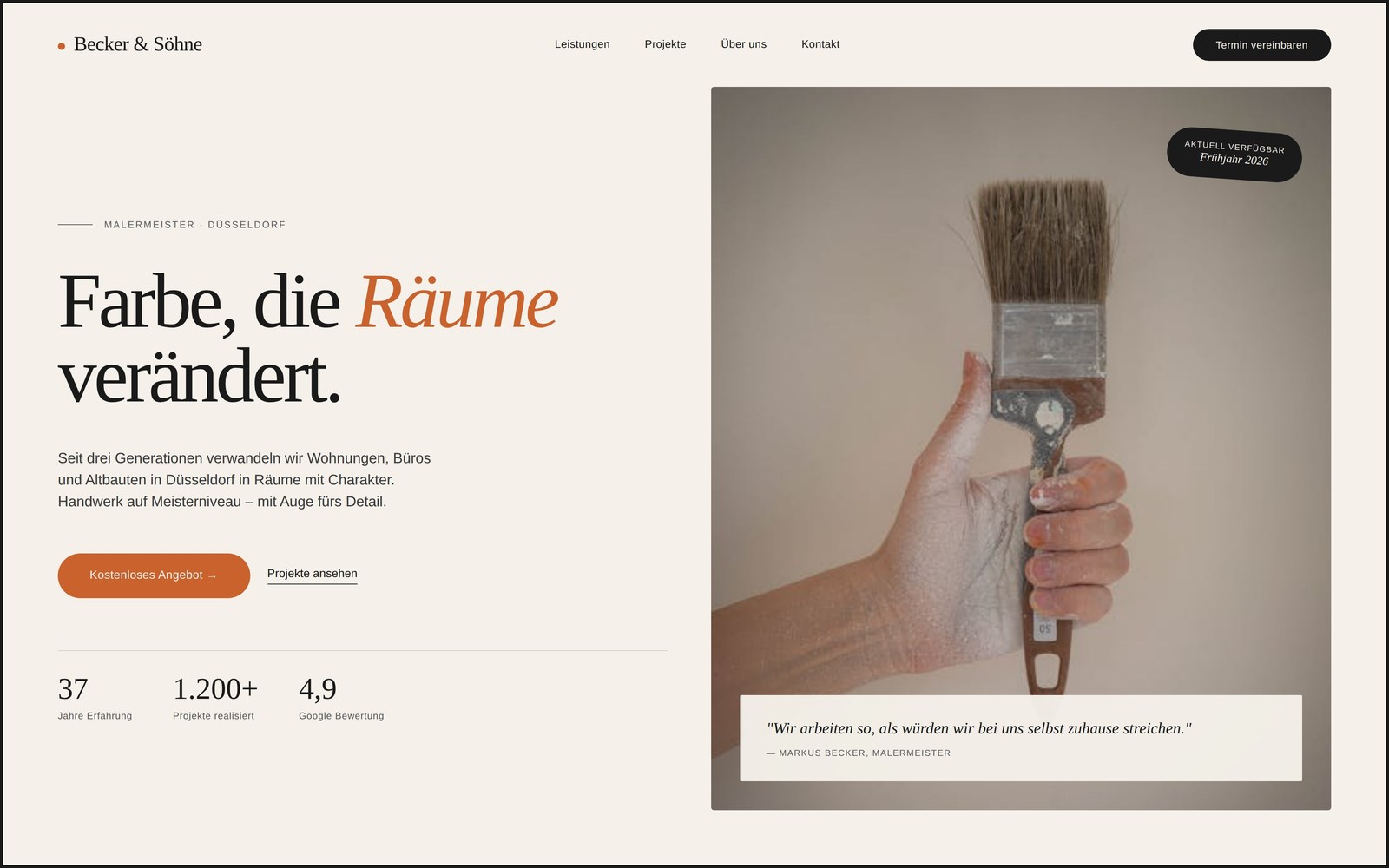 Beispiel Maler-Website Becker & Söhne — Desktop-Ansicht